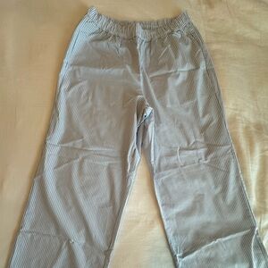 NWT M Hollister Light Blue and White Striped Poplin Wide-Leg Pants - NEVER WORN